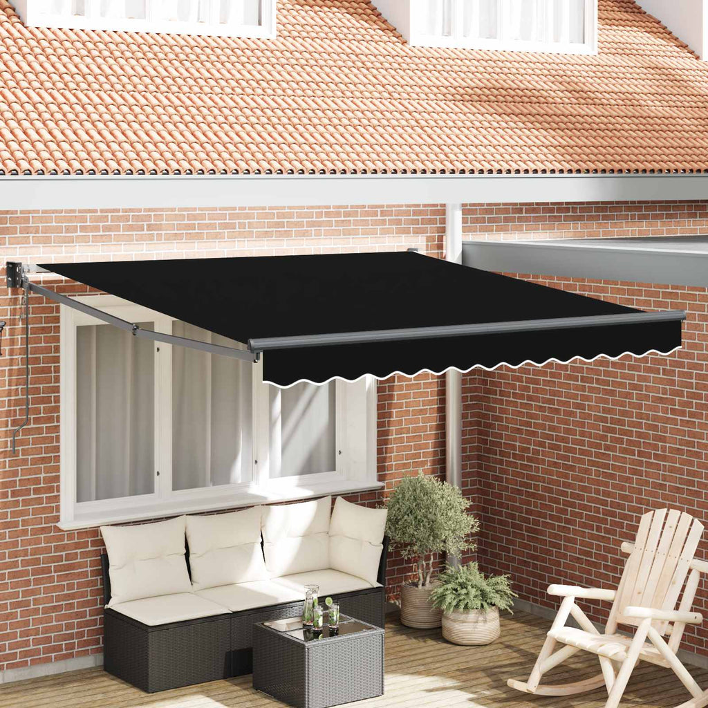 Toldo Retráctil Negro 350 x 250 cm Poliéster y Aluminio