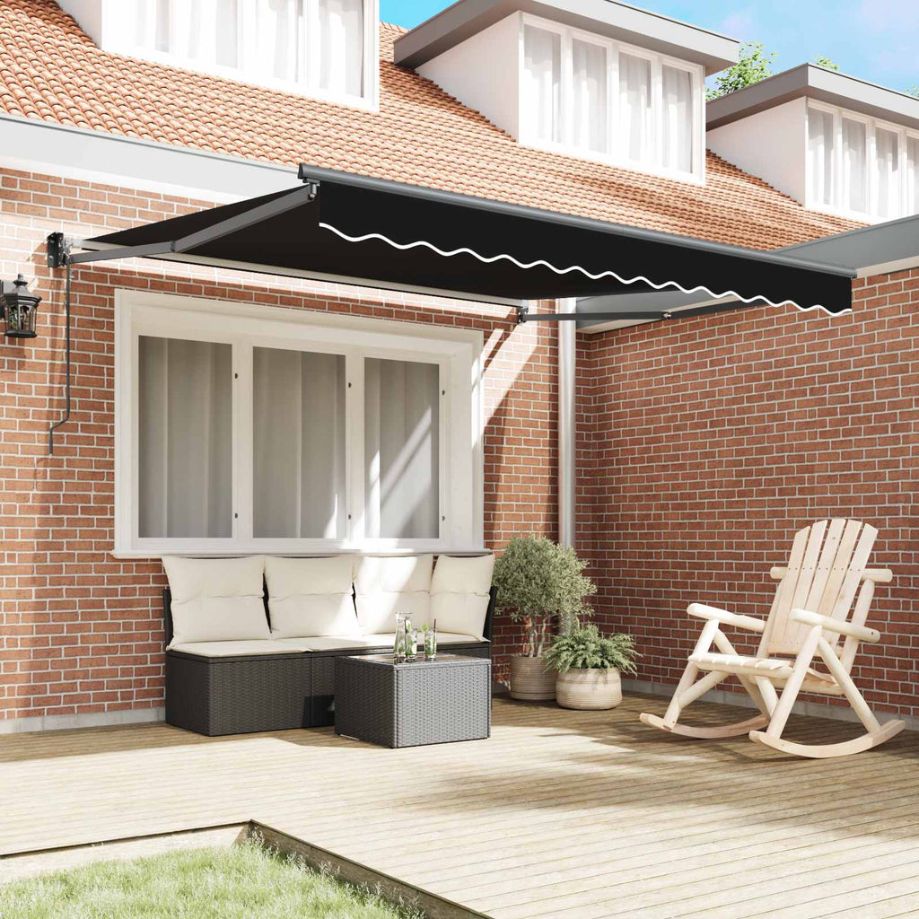 Toldo Retráctil Negro 350 x 250 cm Poliéster y Aluminio