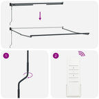 Toldo Retráctil Negro 350 x 250 cm Poliéster y Aluminio