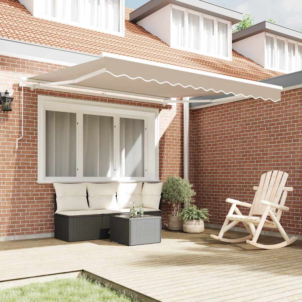Toldo Retráctil Manual Beige 350 x 250 cm Poliéster y Aluminio