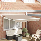 Toldo Retráctil Manual Beige 350 x 250 cm Poliéster y Aluminio