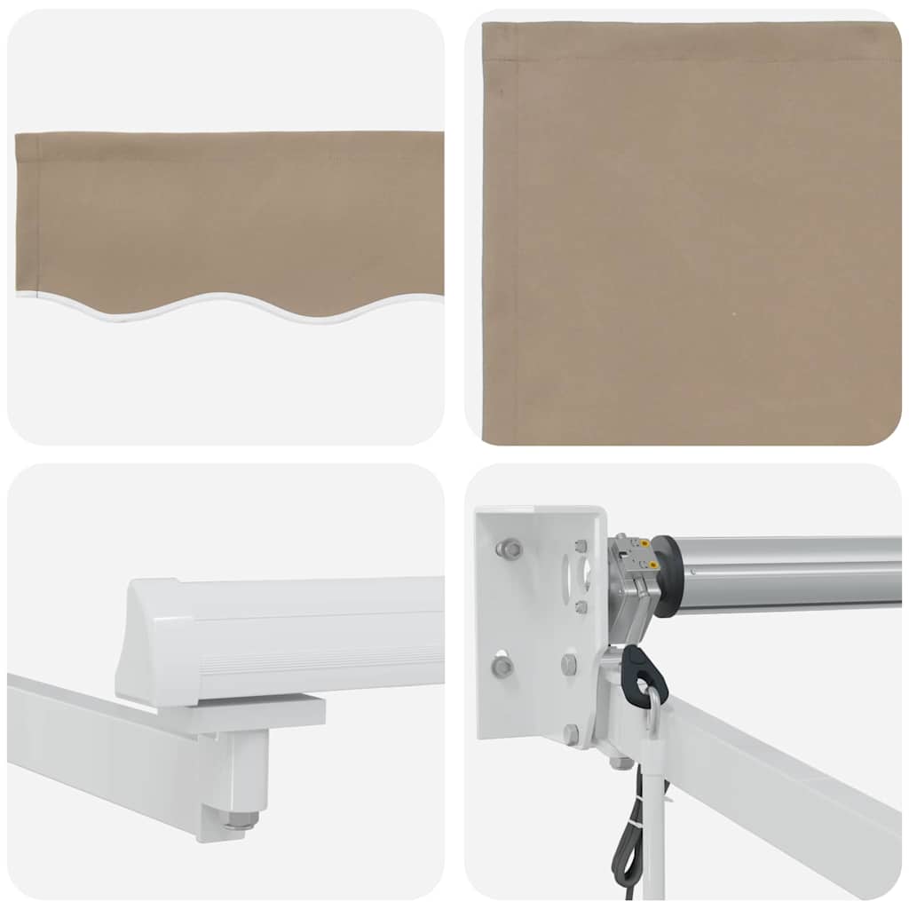Toldo Retráctil Beige 350 x 250 cm Poliéster y Aluminio