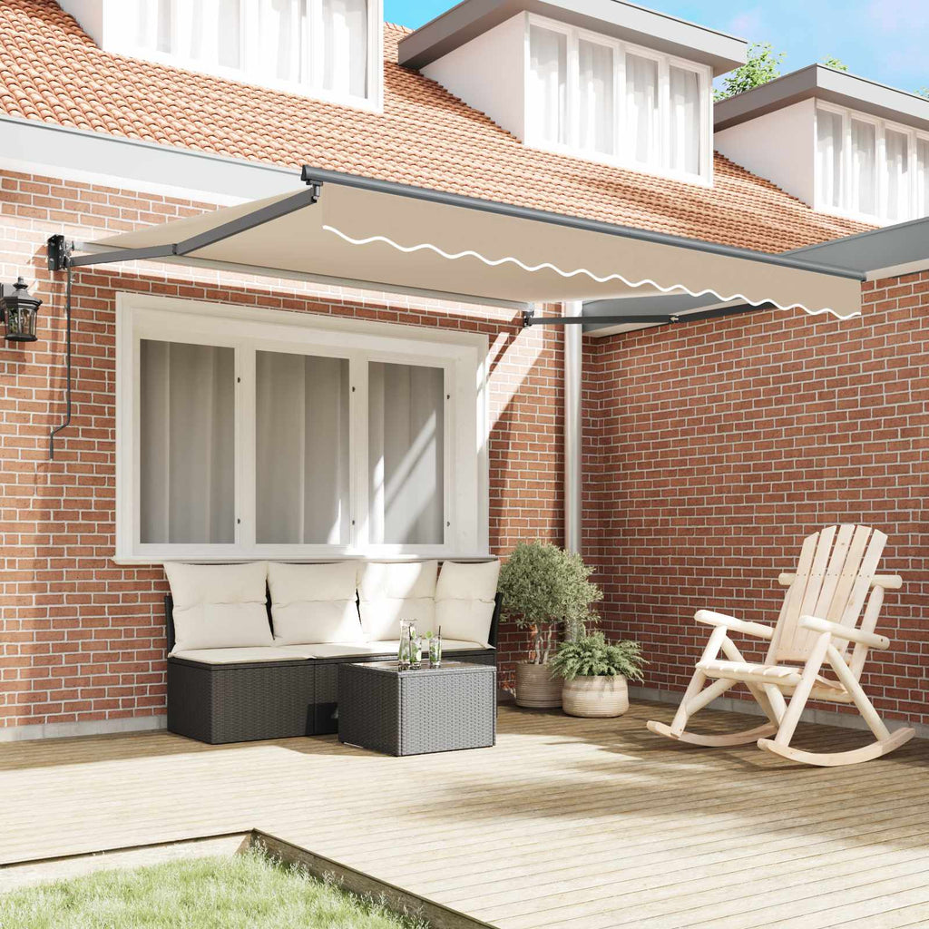 Toldo Retráctil Beige 350 x 250 cm Poliéster y Aluminio
