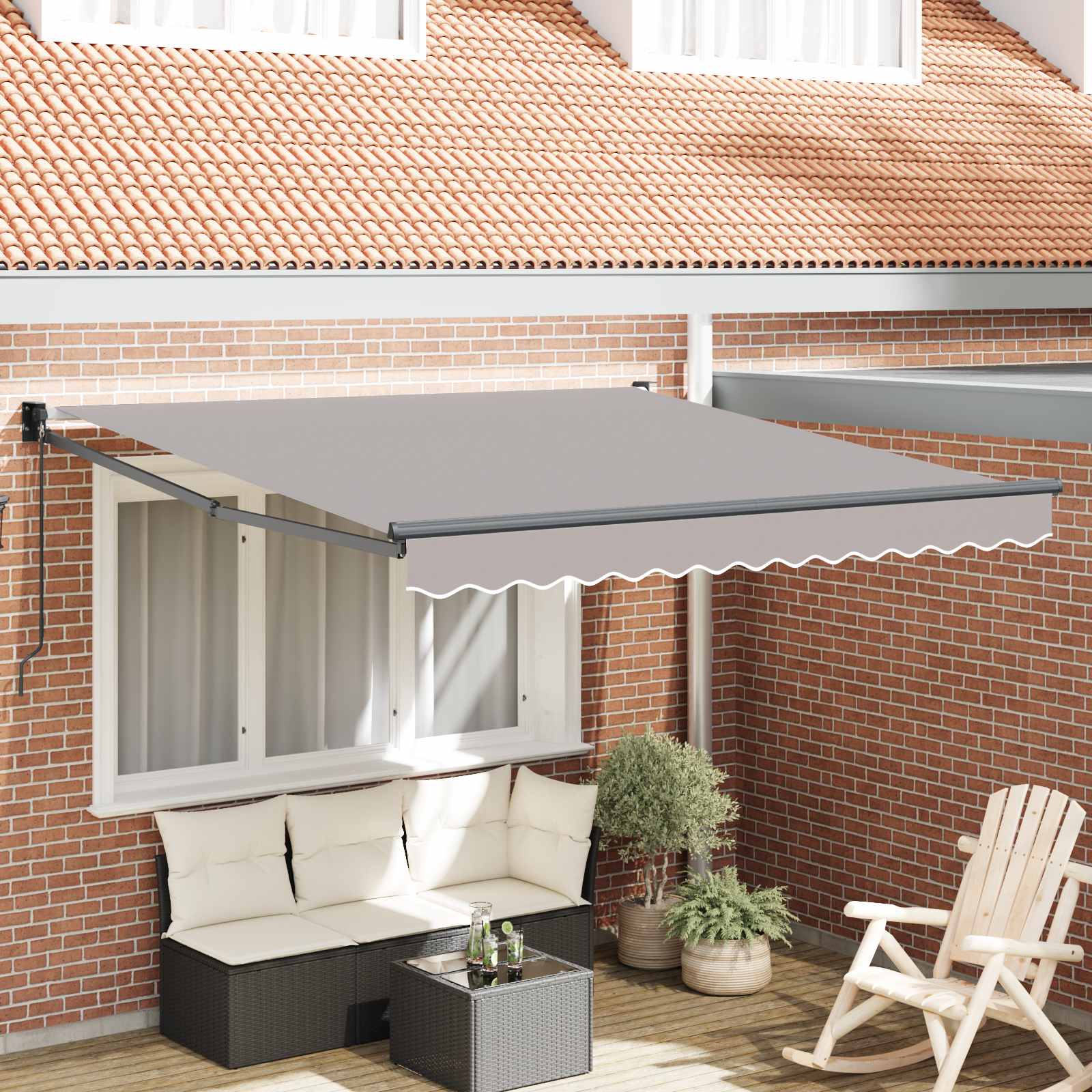 Toldo Retrátil Antracite 350 x 250 cm Poliéster e Alumínio