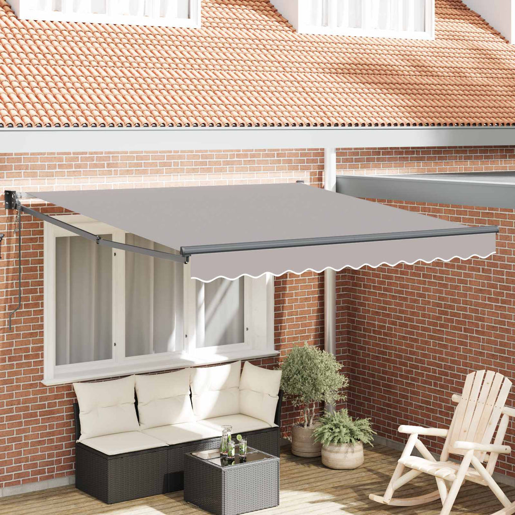 Toldo Retráctil Gris Claro 350 x 250 cm Poliéster y Aluminio