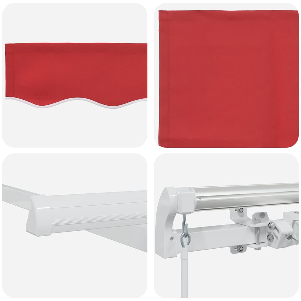Toldo Retráctil Rojo 350 x 250 cm Poliéster y Aluminio