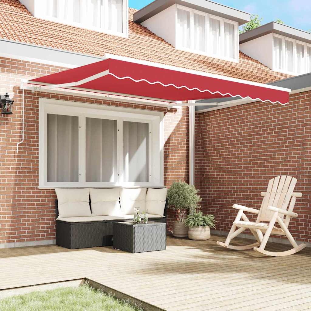 Toldo Retráctil Rojo 350 x 250 cm Poliéster y Aluminio