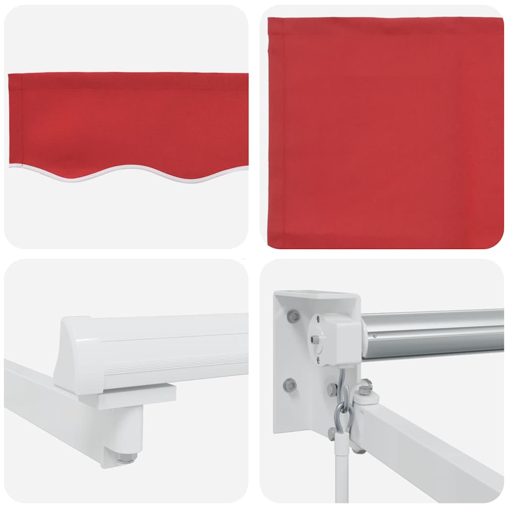 Toldo Retráctil Manual Rojo 350 x 250 cm Poliéster y Aluminio