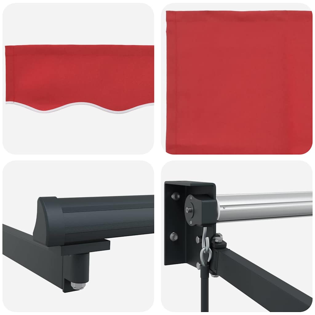 Toldo Retráctil Manual Rojo 350 x 250 cm Poliéster y Aluminio
