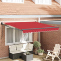 Toldo Retráctil Manual Rojo 350 x 250 cm Poliéster y Aluminio