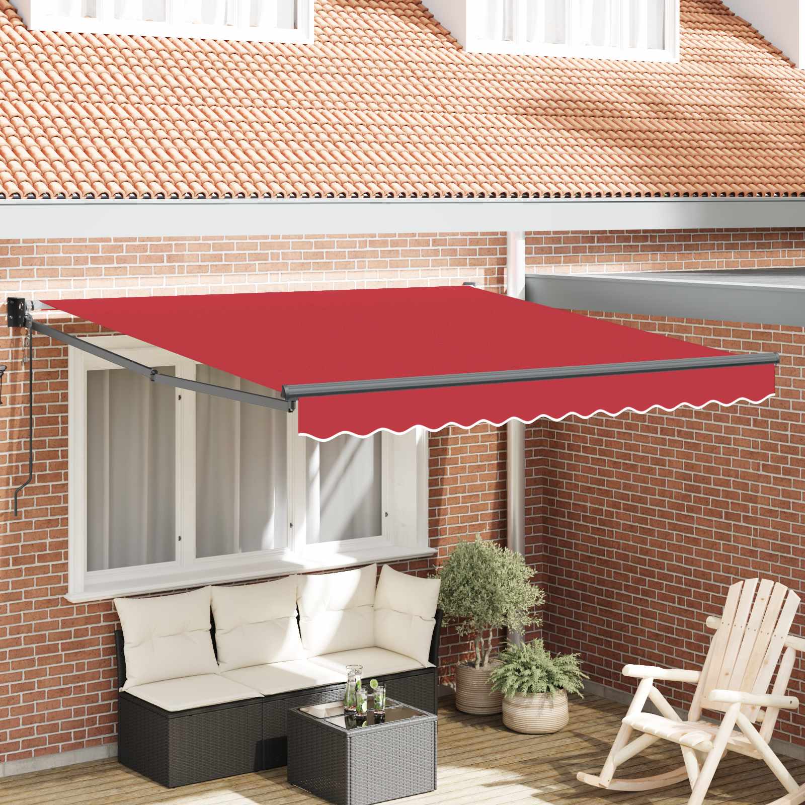 Toldo Retrátil Cinzento Claro 500 x 350 cm Poliéster e Alumínio