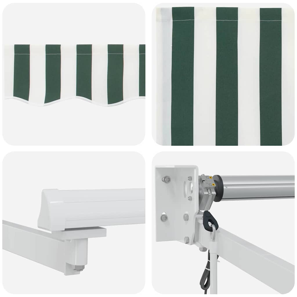 Toldo Retráctil Verde y 350 x 250 cm Poliéster y Aluminio