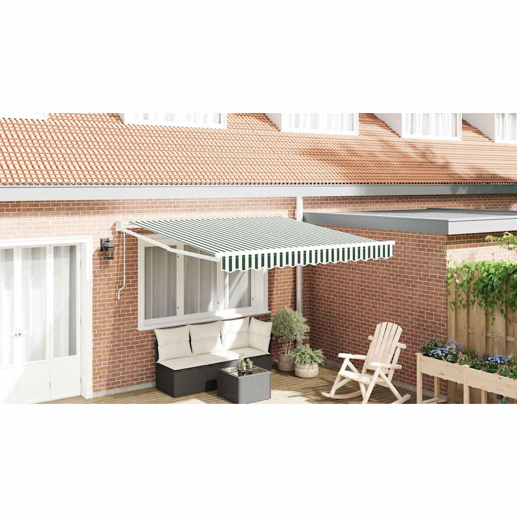 Toldo Retráctil Verde y 350 x 250 cm Poliéster y Aluminio