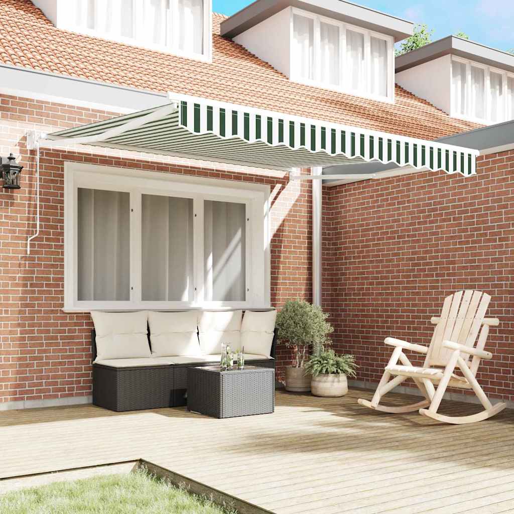 Toldo Retráctil Verde y 350 x 250 cm Poliéster y Aluminio