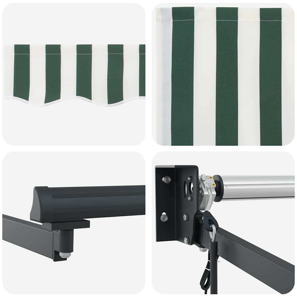 Toldo Retráctil Verde y 350 x 250 cm Poliéster y Aluminio