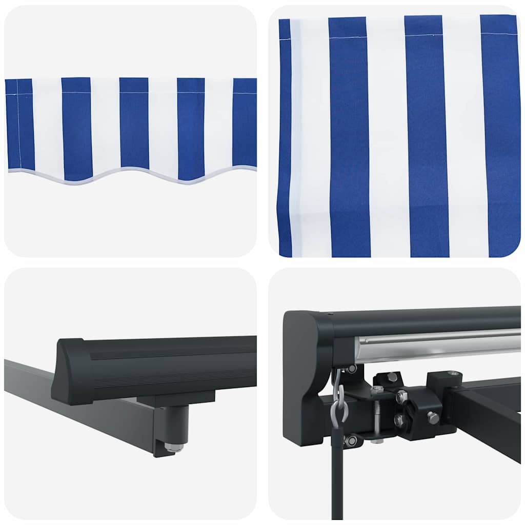 Toldo Retráctil Manual Azul y 400 x 300 cm Poliéster y Aluminio