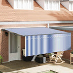 Toldo Retráctil Manual Azul y 400 x 300 cm Poliéster y Aluminio