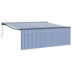 Toldo Retráctil Manual Azul y 400 x 300 cm Poliéster y Aluminio