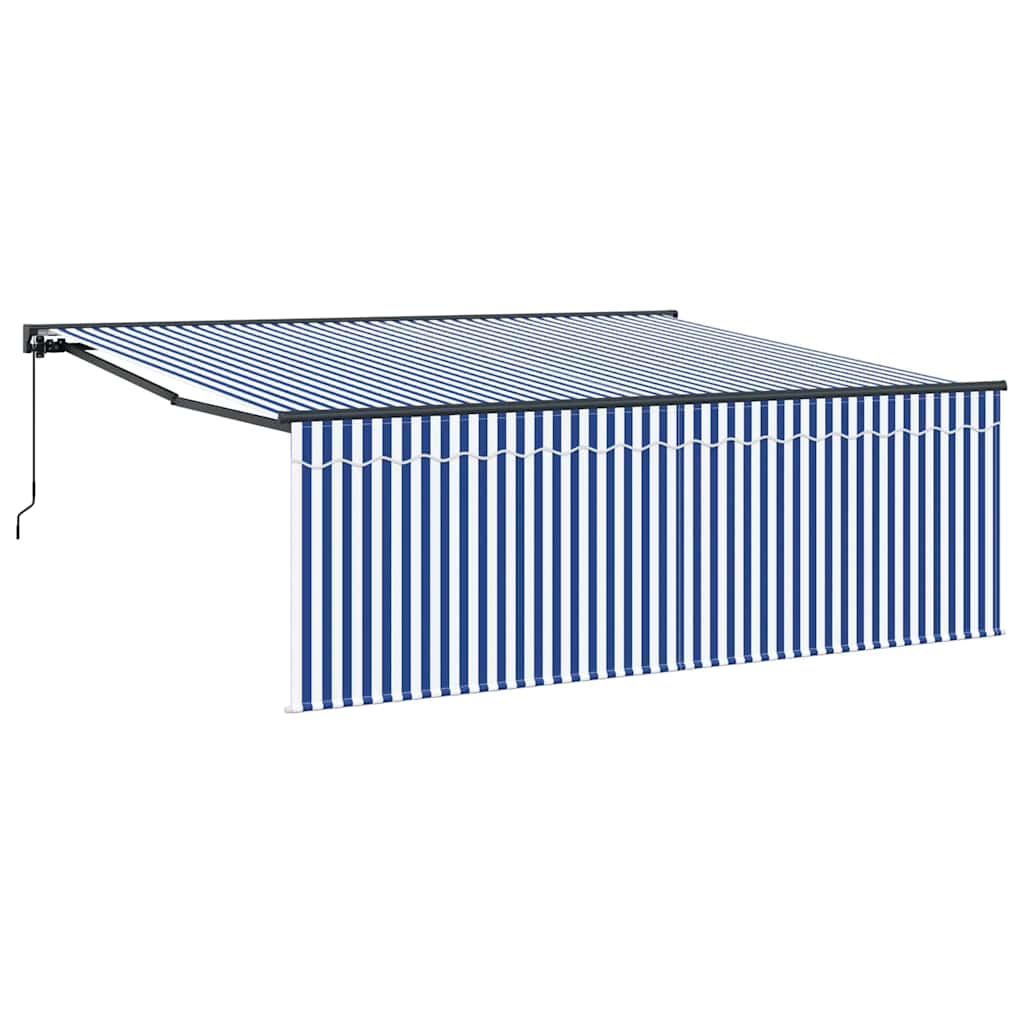 Toldo Retráctil Manual Azul y 400 x 300 cm Poliéster y Aluminio
