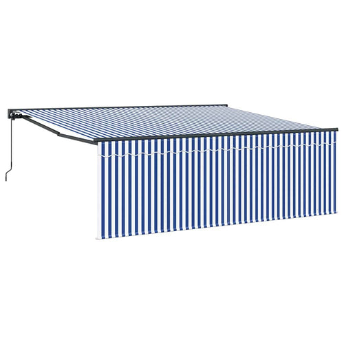 Toldo Retráctil Manual Azul y 400 x 300 cm Poliéster y Aluminio