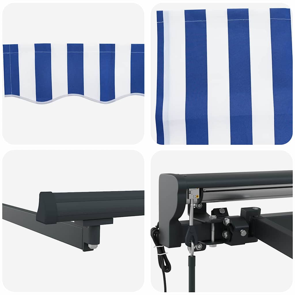 Toldo Retráctil Azul y 400 x 300 cm Poliéster y Aluminio
