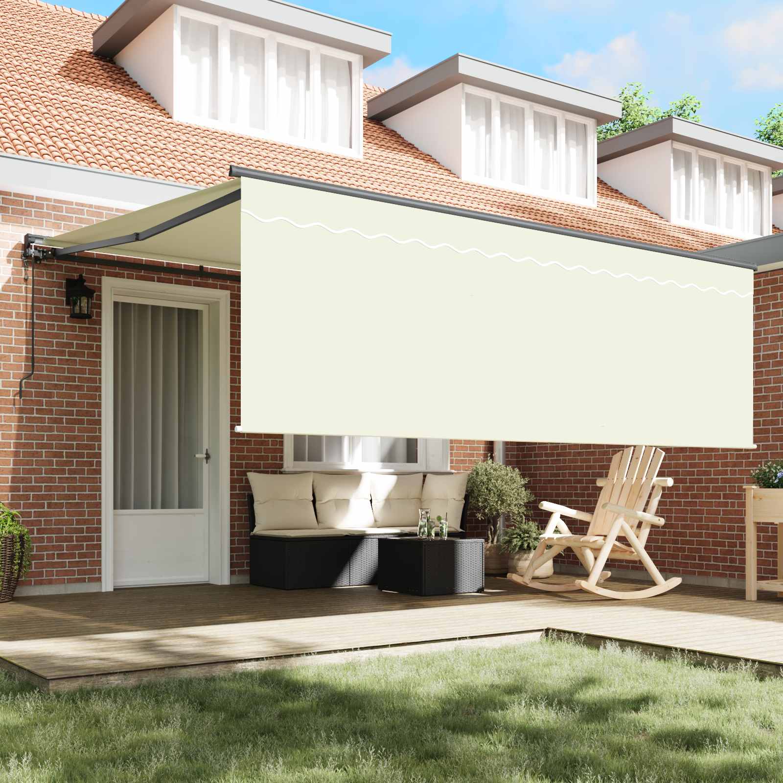 Toldo Retráctil Crema 400 x 300 cm Poliéster y Aluminio