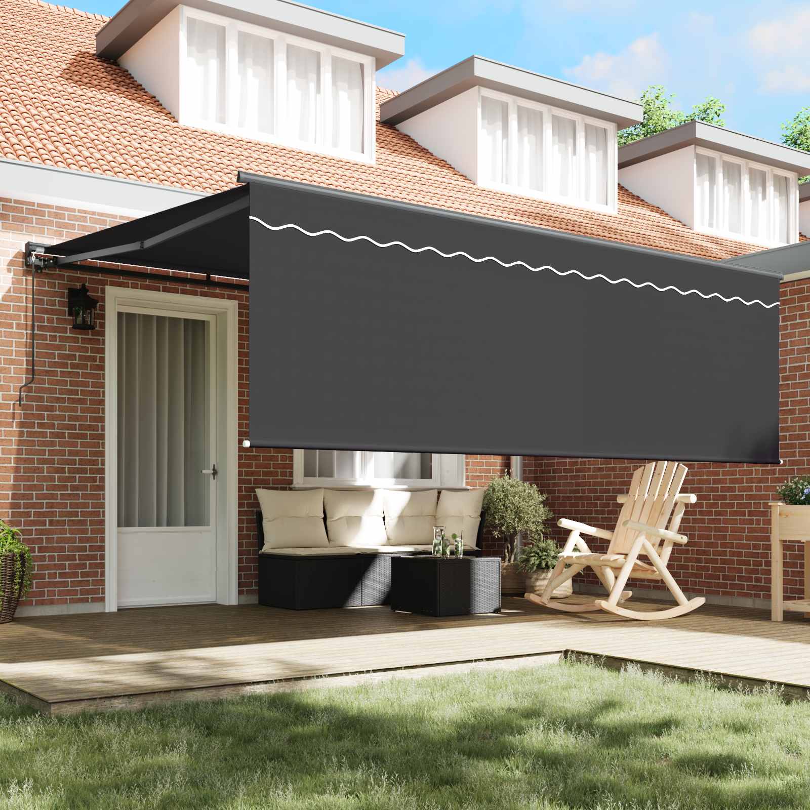 Toldo Retráctil Antracita 400 x 300 cm Poliéster y Aluminio