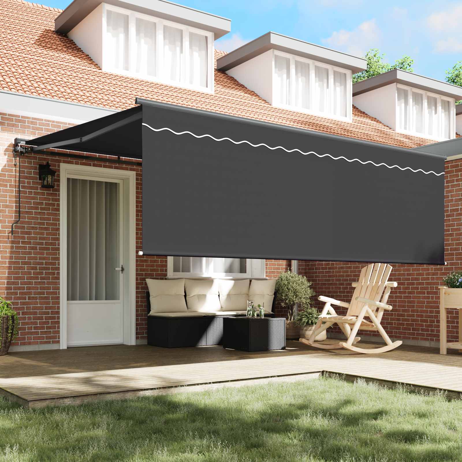 Toldo Retráctil Antracita 400 x 300 cm Poliéster y Aluminio