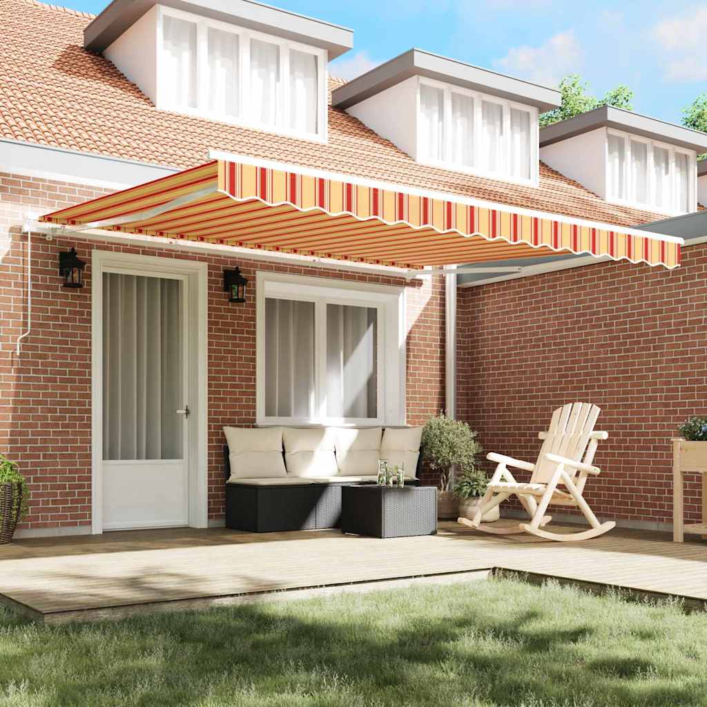 Toldo Retráctil Manual Amarillo y Naranja 400 x 300 cm