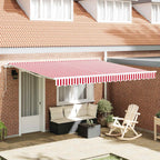 Toldo Retráctil Manual Rojo y 400 x 300 cm Poliéster y Aluminio