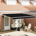 Toldo Retráctil Negro 400 x 300 cm Poliéster y Aluminio