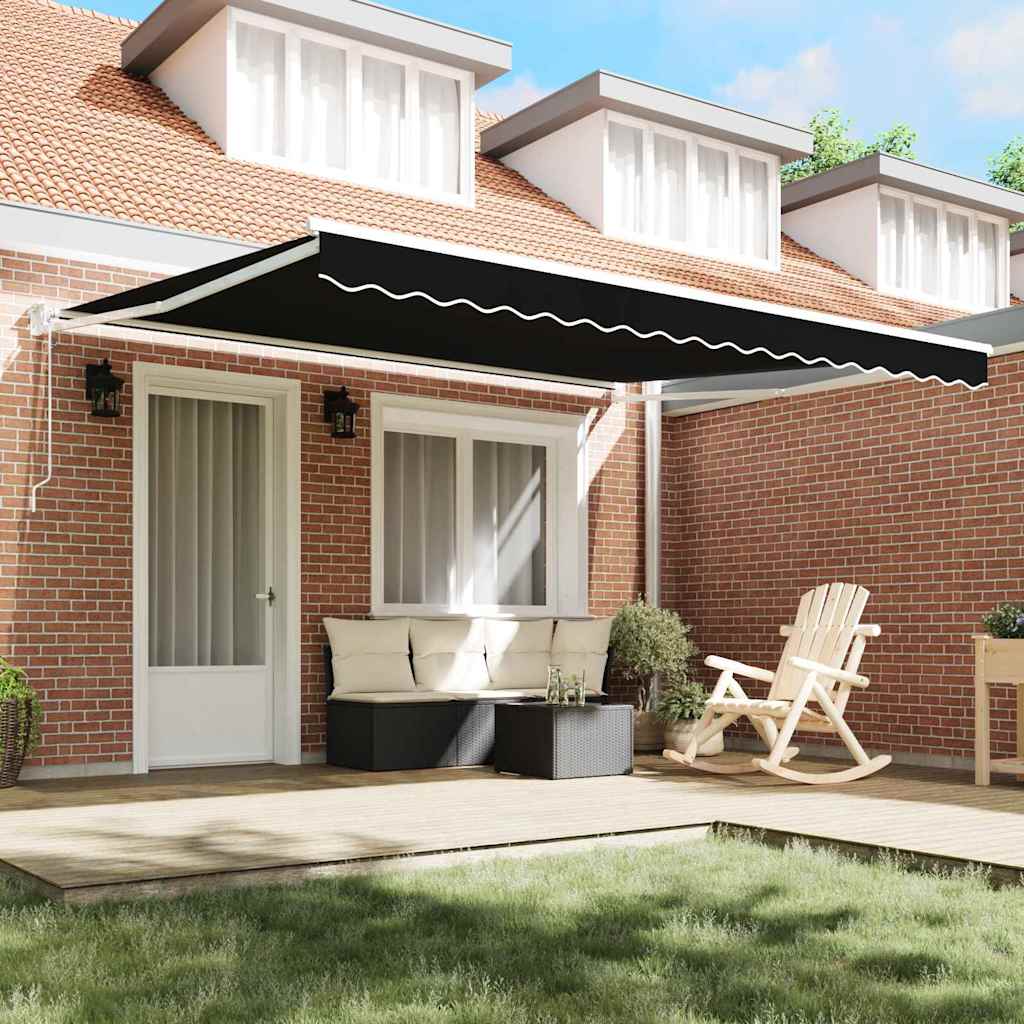 Toldo Retráctil Negro 400 x 300 cm Poliéster y Aluminio