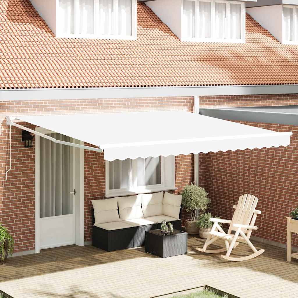 Toldo Retráctil Gris Claro 500 x 350 cm Poliéster y Aluminio
