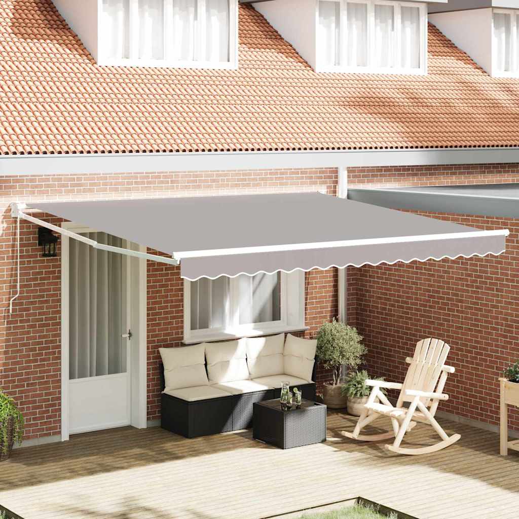 Toldo Retráctil Gris Claro 400 x 300 cm Poliéster y Aluminio