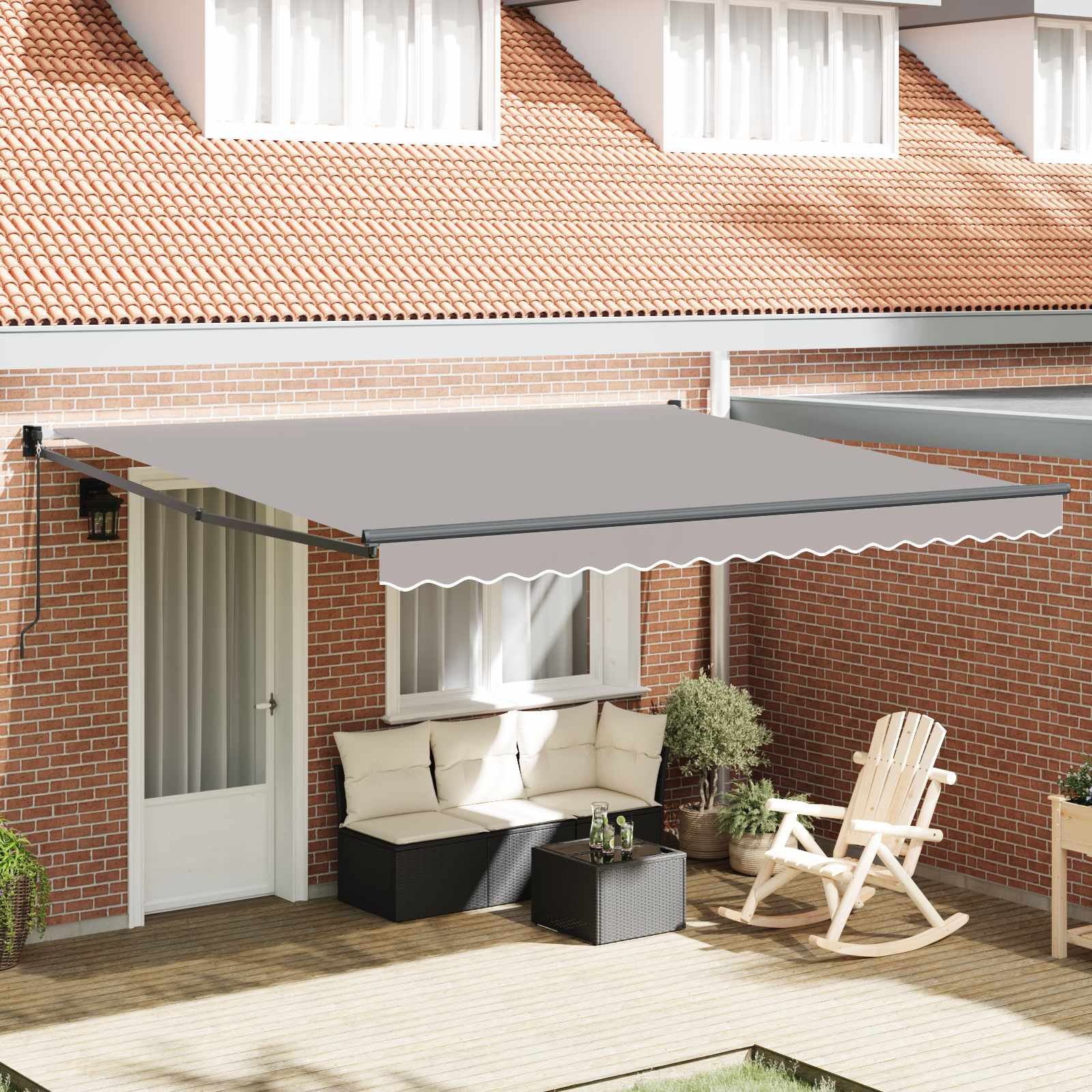 Toldo Retrátil Bege 350 x 250 cm Poliéster e Alumínio