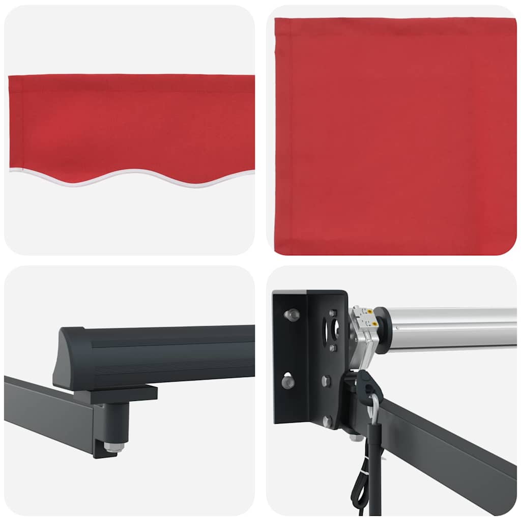Toldo Retráctil Rojo 400 x 300 cm Poliéster y Aluminio