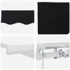 Toldo Retráctil Manual Negro 400 x 350 cm Poliéster y Aluminio