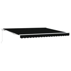 Toldo Retráctil Manual Negro 400 x 350 cm Poliéster y Aluminio