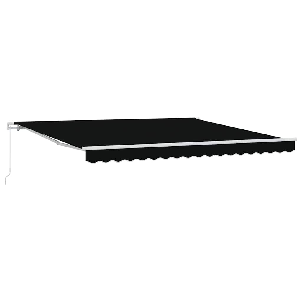 Toldo Retráctil Manual Negro 400 x 350 cm Poliéster y Aluminio