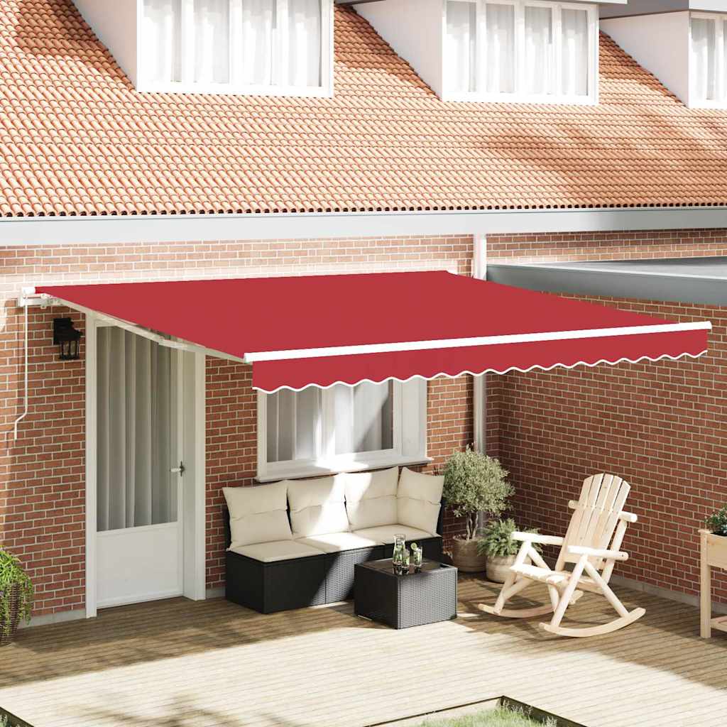 Toldo Manual Rojo 400 x 350 x 165 cm Poliéster y metal