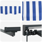 Toldo Retráctil Manual Azul y 400 x 300 cm Poliéster y Aluminio