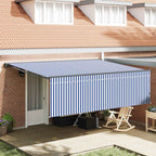 Toldo Retráctil Manual Azul y 400 x 300 cm Poliéster y Aluminio