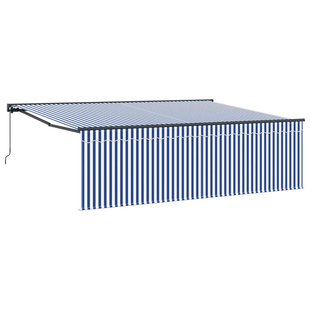 Toldo Retráctil Manual Azul y 400 x 300 cm Poliéster y Aluminio