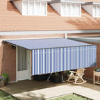 Toldo Retráctil Azul y 400 x 300 cm Poliéster y Aluminio