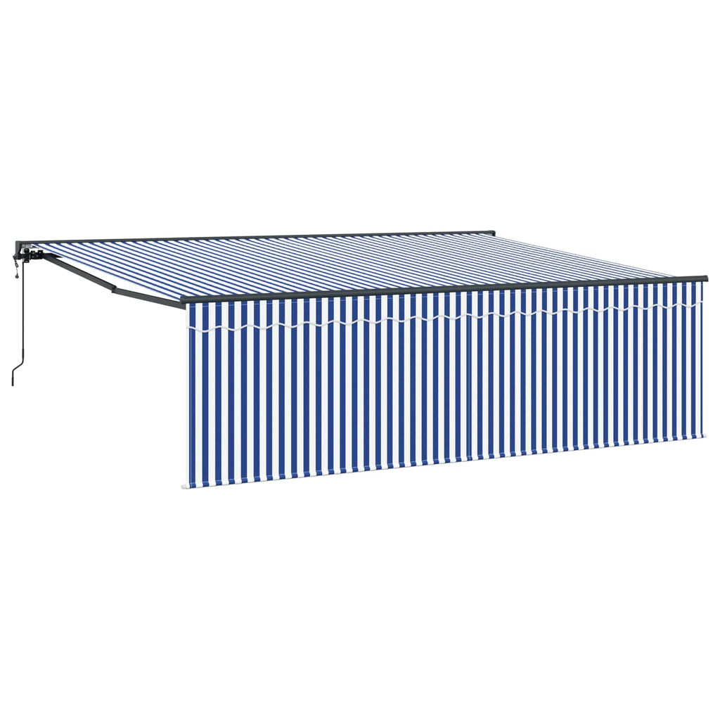 Toldo Retráctil Azul y 400 x 300 cm Poliéster y Aluminio