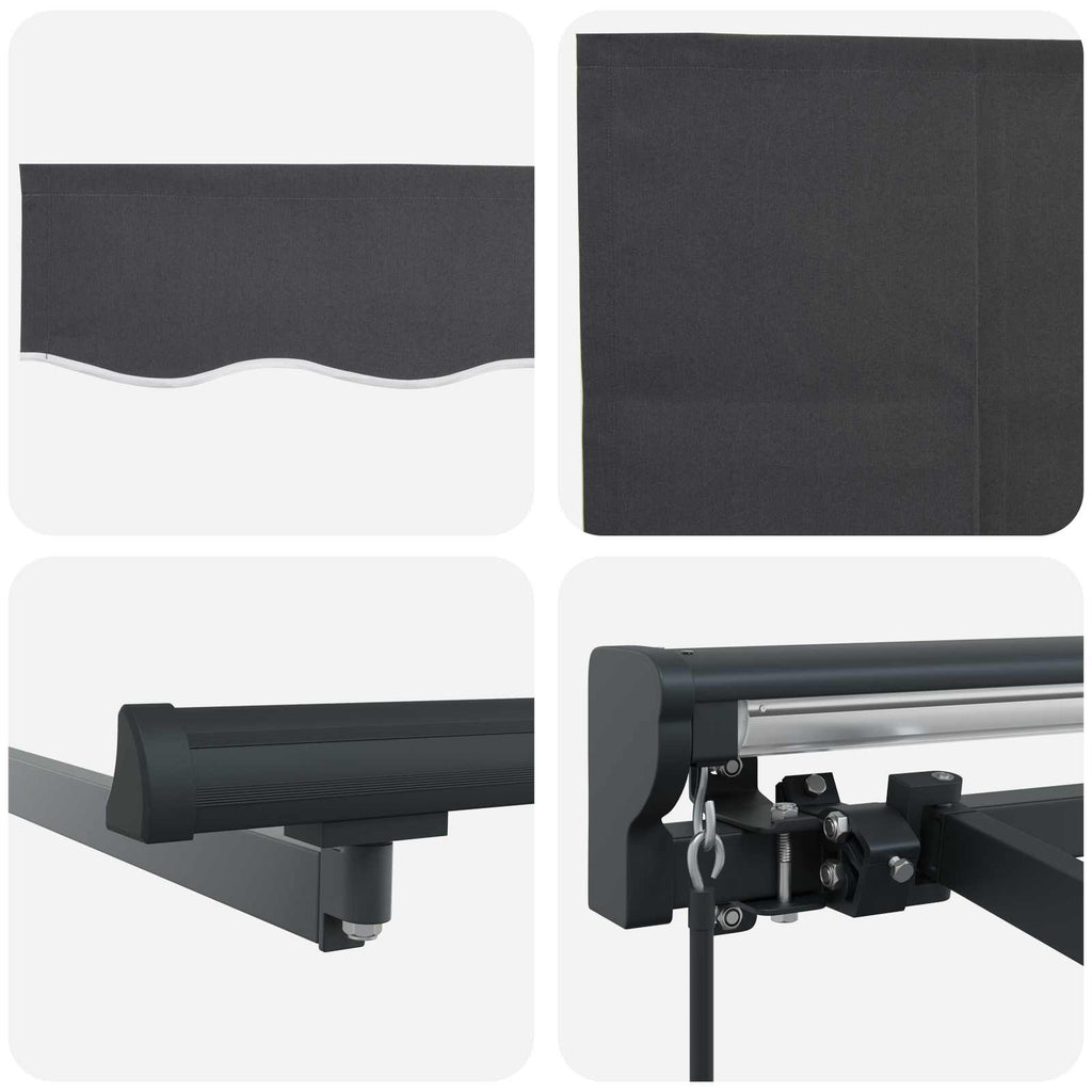 Toldo Retráctil Antracita 450 x 300 cm Poliéster y Aluminio