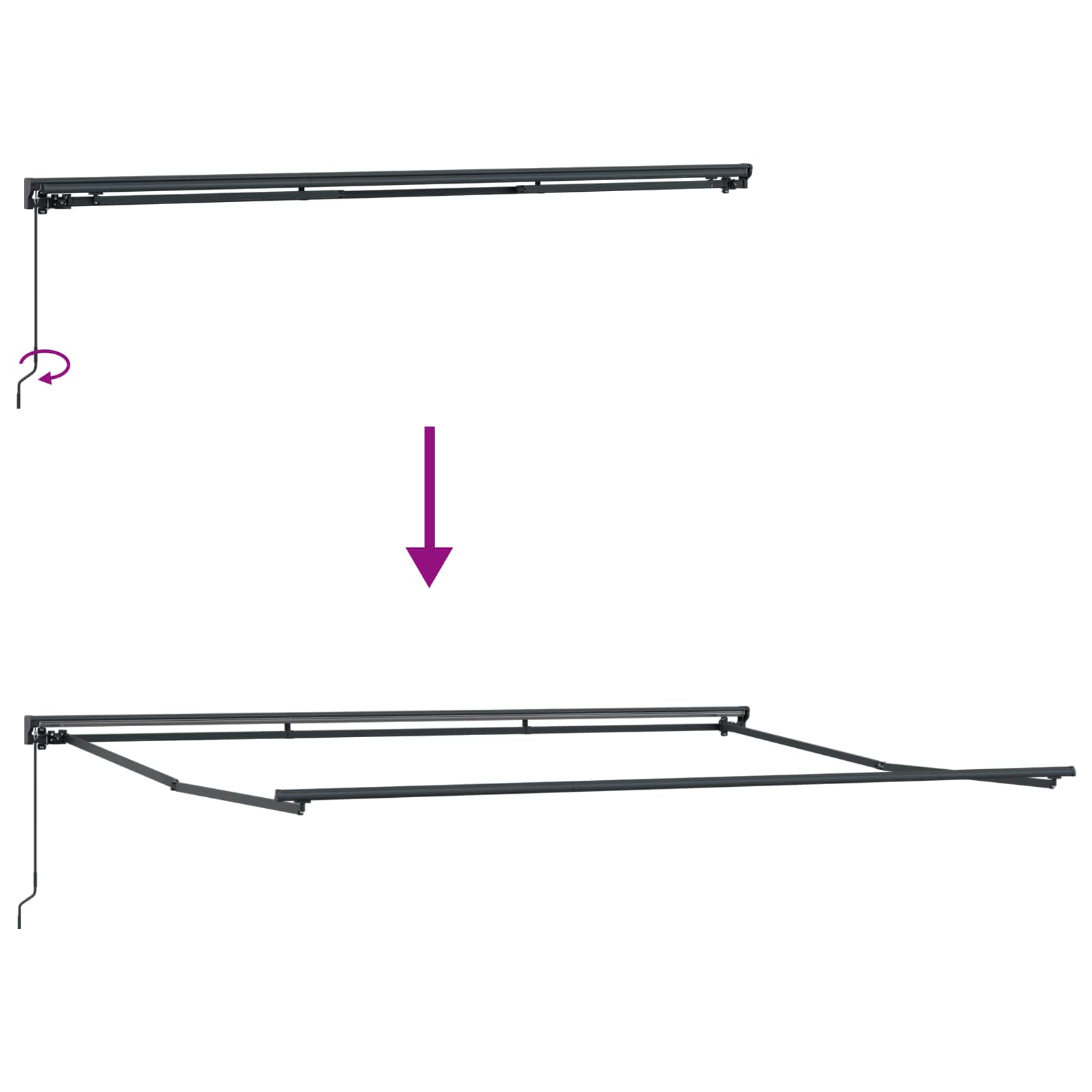 Toldo Retráctil Antracita 450 x 300 cm Poliéster y Aluminio