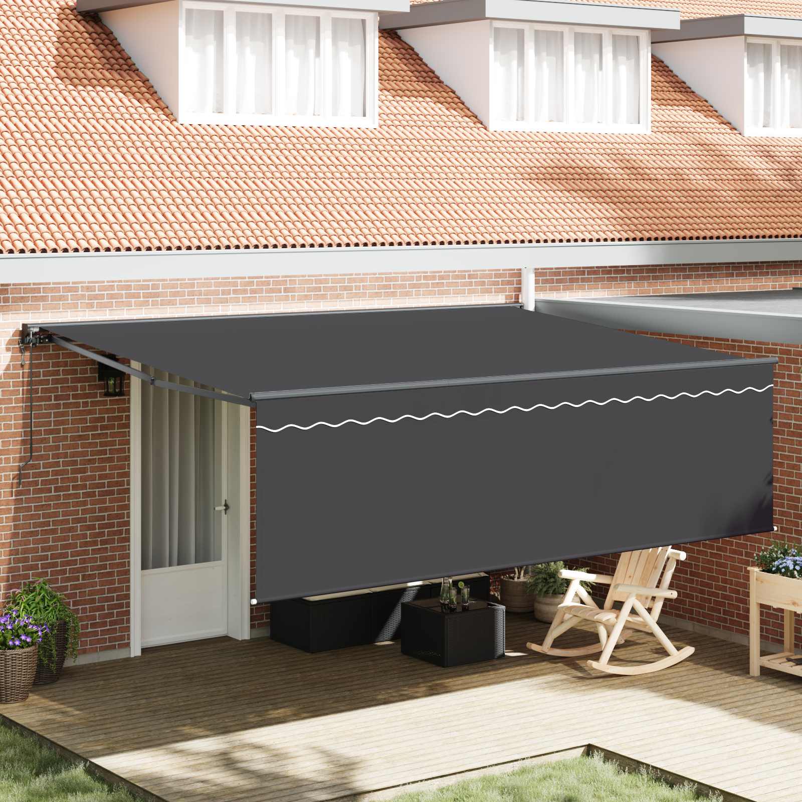 Toldo Retrátil Antracite 400 x 200 cm Poliéster e Alumínio