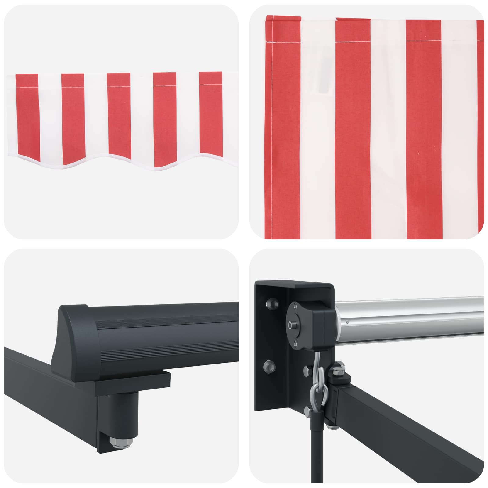 Toldo Manual Rojo y 450 x 300 x 165 cm Poliéster y metal