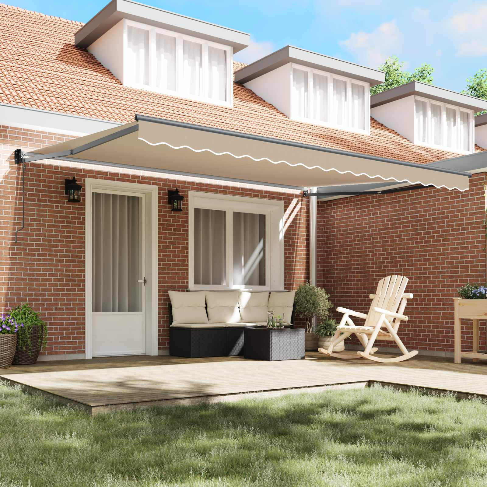 Toldo Beige 450 x 300 x 165 cm Poliéster y metal